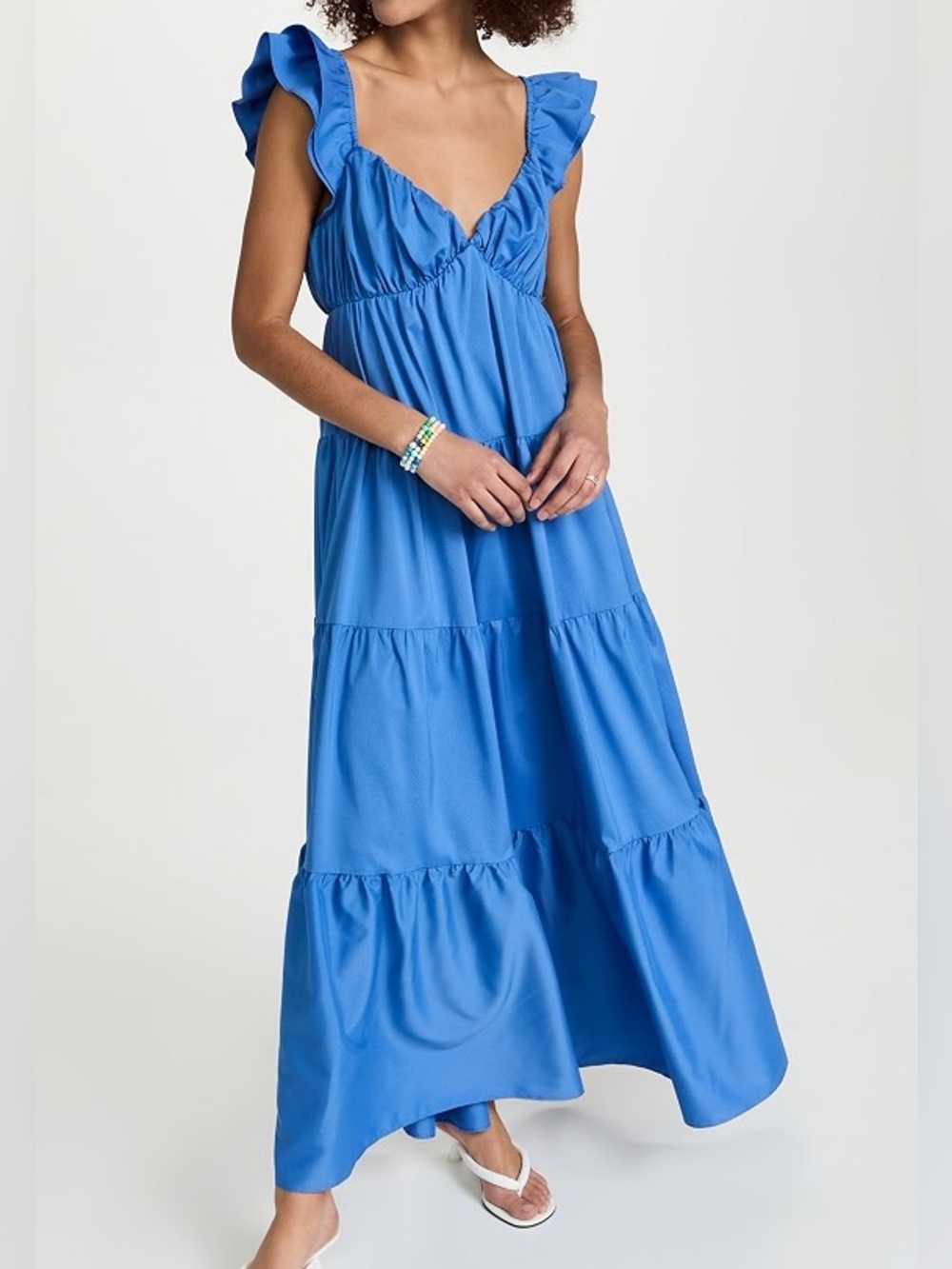 English Factory Blue Tiered Maxi Dress S